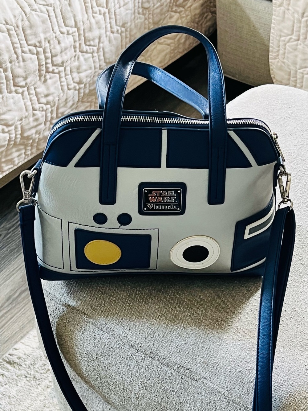 Loungefly Disney Star Wars R2-D2 Small Satchel Handbag Blue White Yellow